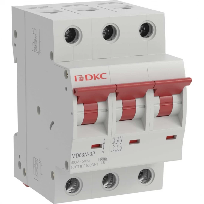 Выключатель автоматический трёхполюсный DKC 50А C 6кА MD63N-3PC50